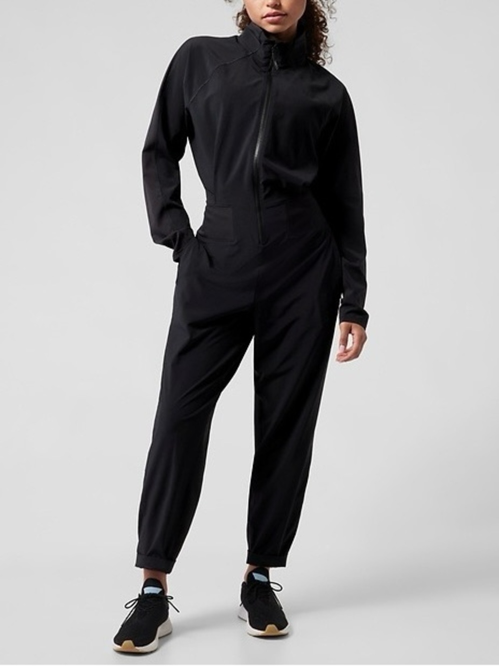 Athleta x Allyson Felix Legend Long Sleeve Jumpsuit Hooded Black XL